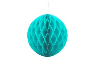 Papírová dekorace, tyrkysová, koule, 20 cm (zn. PartyDeco)
