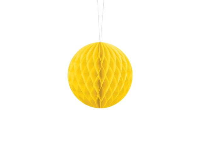 Papírová dekorace, žlutá, koule, 10 cm (zn. PartyDeco)