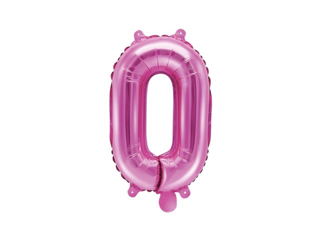 Fóliový balón 35 cm, růžový, číslo 0 (zn. PartyDeco)