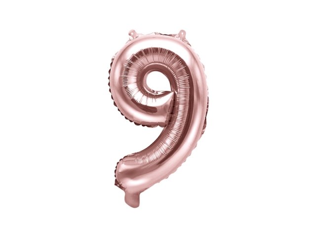 Fóliový balón 35 cm, zlato růžový, číslo 9