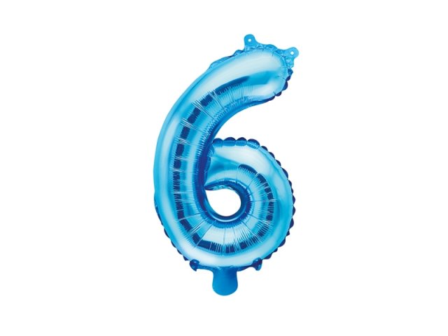 Fóliový balón 35 cm, modrý, číslo 6