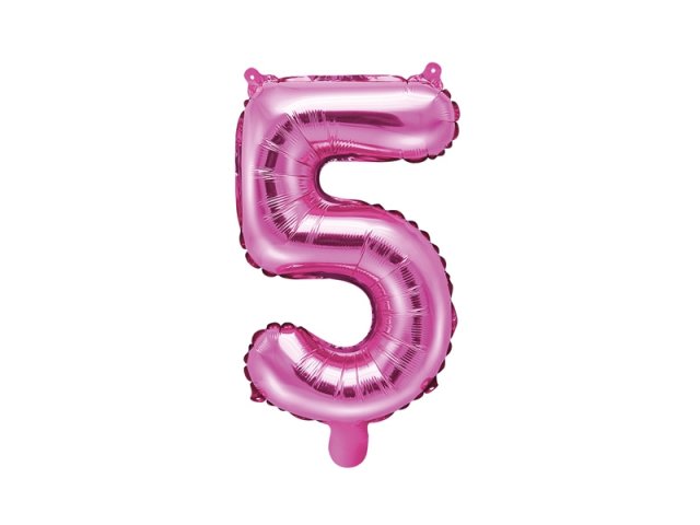 Fóliový balón 35 cm, růžový, číslo 5