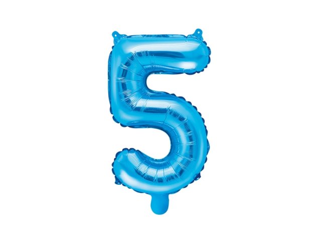 Fóliový balón 35 cm, modrý, číslo 5