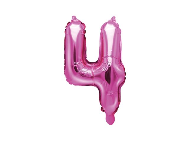 Fóliový balónek, velikost 35 cm, růžový, číslo 4 (zn. PartyDeco)