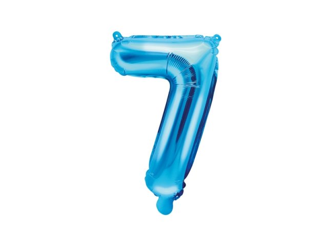 Fóliový balónek, velikost 35 cm, modrý, číslo 7 (zn. PartyDeco)