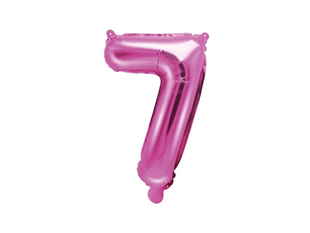 Fóliový balónek, velikost 35 cm, růžový, číslo 7 (zn. PartyDeco)