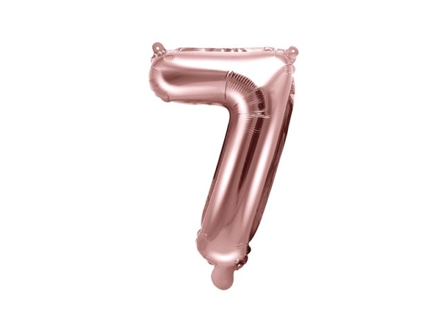 Fóliový balónek, velikost 35 cm, zlato růžový, číslo 7 (zn. PartyDeco)