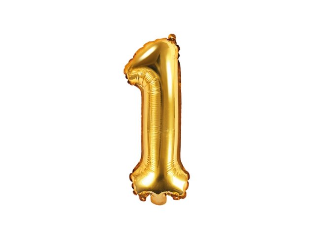 Fóliový balón 35 cm, zlatý, číslo 1