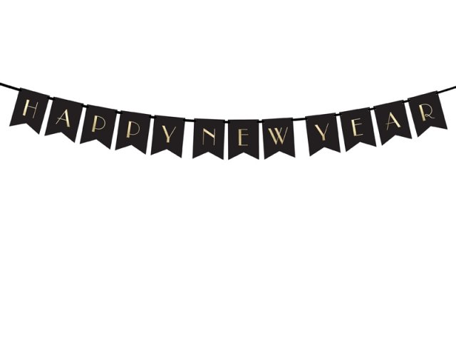 Banner "Happy New Year" černý