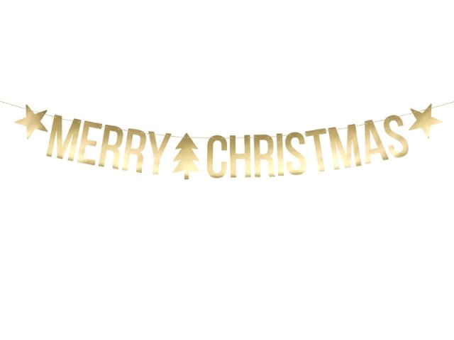 Banner "Merry Christmas" zlatý metalický