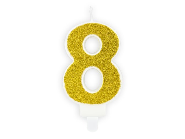 Narozeninová svíčka číslo 8, zlatá (zn. PartyDeco)