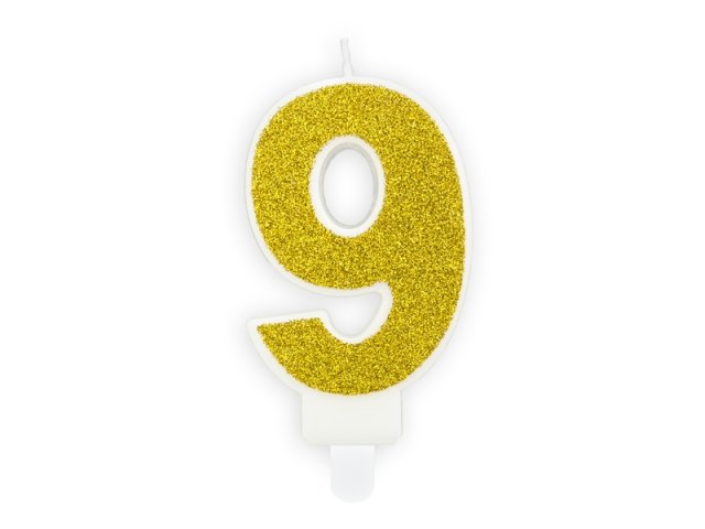 Narozeninová svíčka číslo 9, zlatá (zn. PartyDeco)