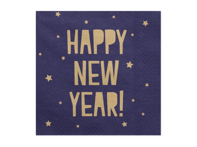Ubrousky třívrstvé "Happy New Year", set 20ks (zn. PartyDeco)