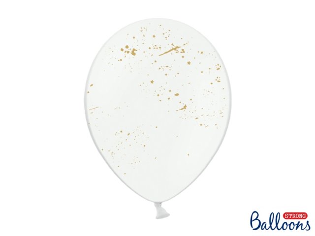 Balonek, bílý se zlatým potiskem, 30 cm - 1 ks