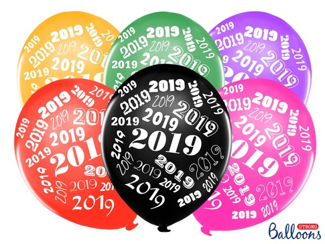 Balonek metalický, mix barev "2019", 30 cm