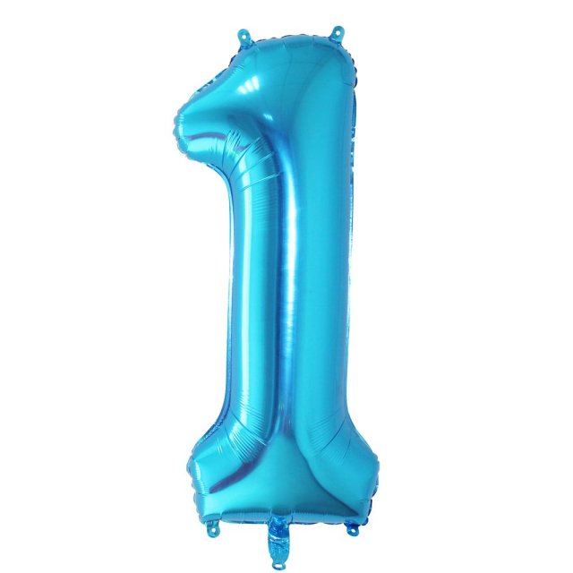 Fóliový balón 101 cm, modrý číslo 1