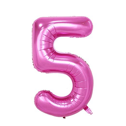 Fóliový balón 101 cm, růžový, číslo 5