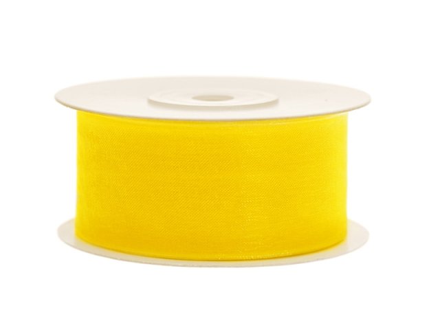 Stuha šifónová, žlutá, 3.8cm/25m (zn. PartyDeco)