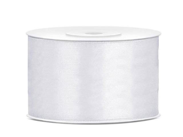 Stuha saténová, bílá, 3.8cm/25m (zn. PartyDeco)