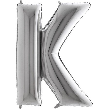 Fóliový balonek 101 cm, písmeno "K", stříbrný