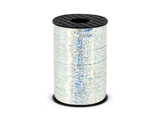 Stuha plastová, stříbrná, 0.5cm/225m (zn. PartyDeco)