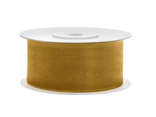 Stuha šifónová, zlatá, 3.8cm/25m (zn. PartyDeco)