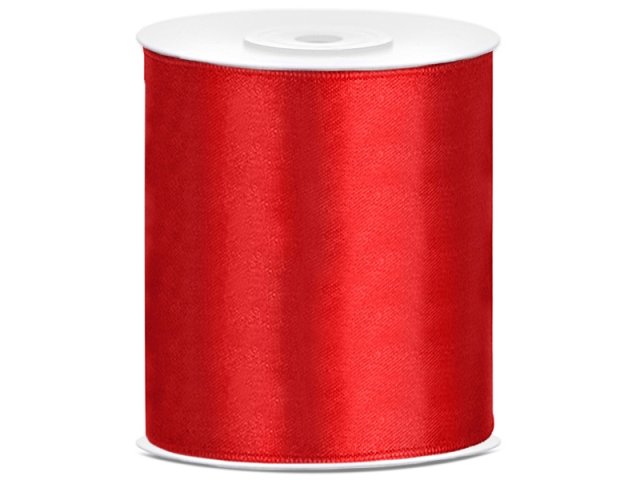 Stuha saténová, červená, 10cm/25m (zn. PartyDeco)