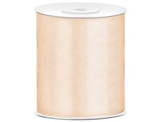 Stuha saténová, krémová, 10cm/25m (zn. PartyDeco)