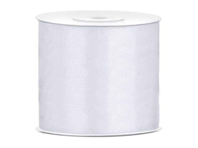 Stuha saténová, bílá, 7.5cm/25m (zn. PartyDeco)