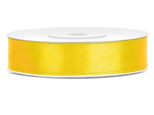 Stuha saténová, žlutá, 1.2cm/25m (zn. PartyDeco)