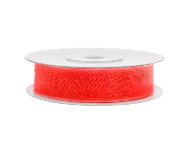 Stuha šifónová, červeno oranžová, 1.2cm/25m (zn. PartyDeco)