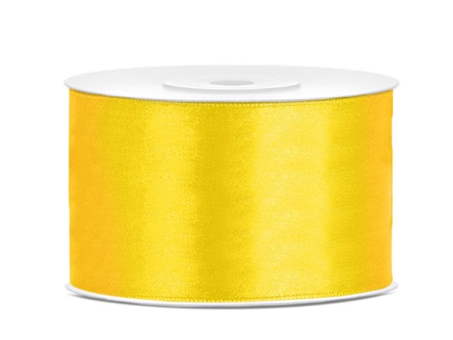 Stuha saténová, žlutá, 3.8cm/25m (zn. PartyDeco)