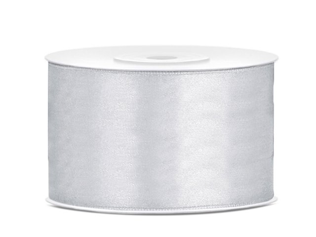 Stuha saténová, stříbrná, 3.8cm/25m (zn. PartyDeco)