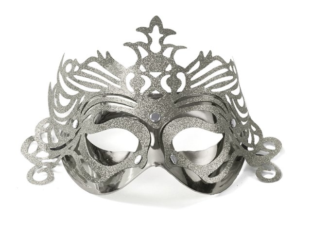 Party maska, ornament stříbrná