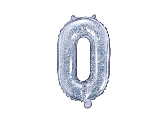 Foliový balónek s číslem 0 - holografický, 35cm (zn. PartyDeco)