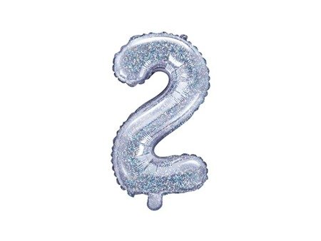 Foliový balónek s číslem 2 - holografický, 35cm (zn. PartyDeco)