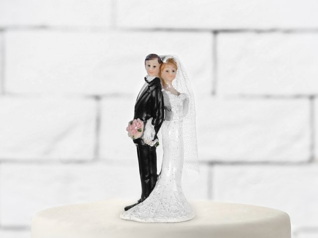 Figurky na dort, novomanželé, zády k sobě