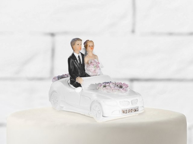 Figurky na dort, novomanželé, v autě