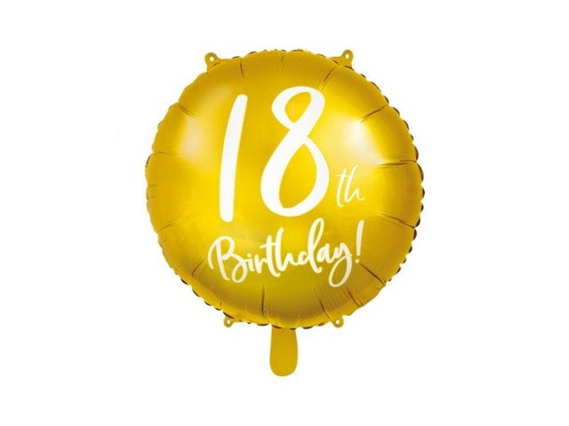 Foliový balónek 18th Birthday - zlatý, 45cm