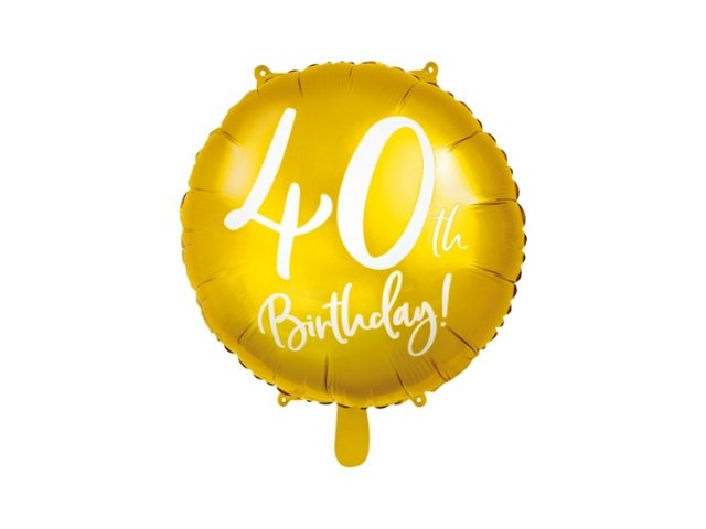 Foliový balónek 40th Birthday - zlatý, 45cm