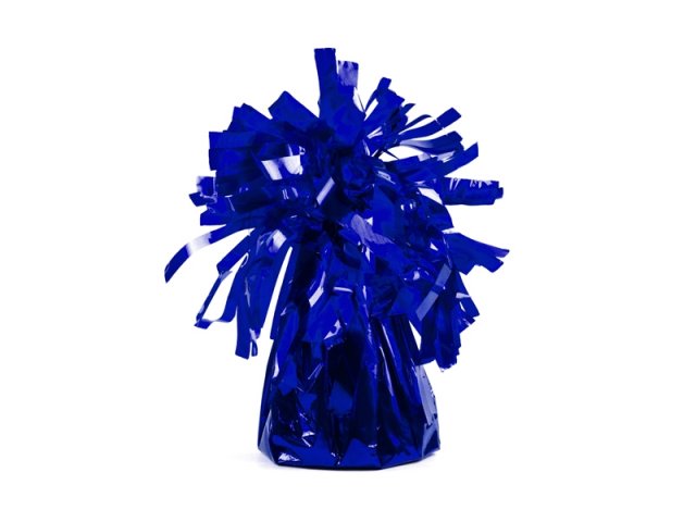 Těžítko na balónky - fóliové s třásněmi, modré, 150g (zn. PartyDeco)