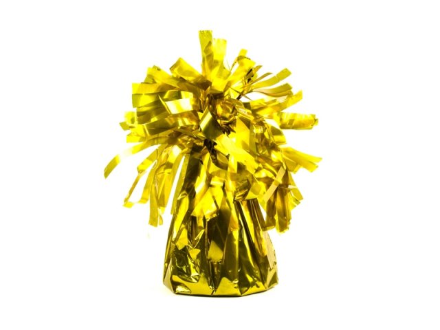 Těžítko na balónky - fóliové s třásněmi, zlaté, 150g (zn. PartyDeco)