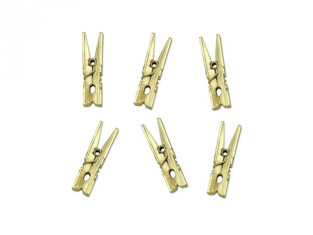 Dřevěné kolíčky, zlaté, 3.5 cm, set 10ks (zn. PartyDeco)