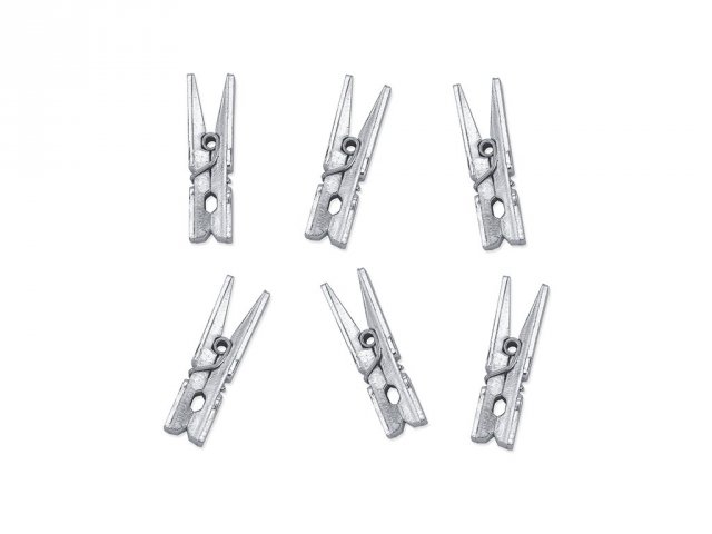 Dřevěné kolíčky, stříbrné, 3.5 cm, set 10ks (zn. PartyDeco)