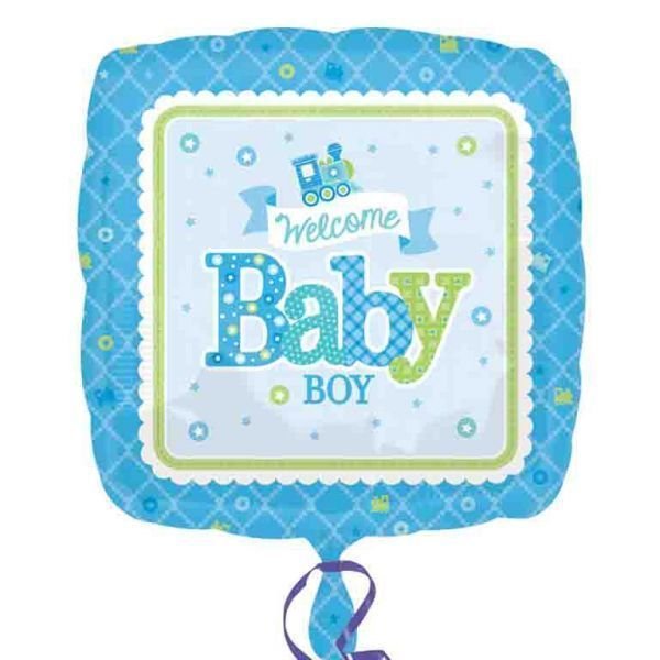 Balónek fóliový čtvercový "Welcome Baby Boy"
