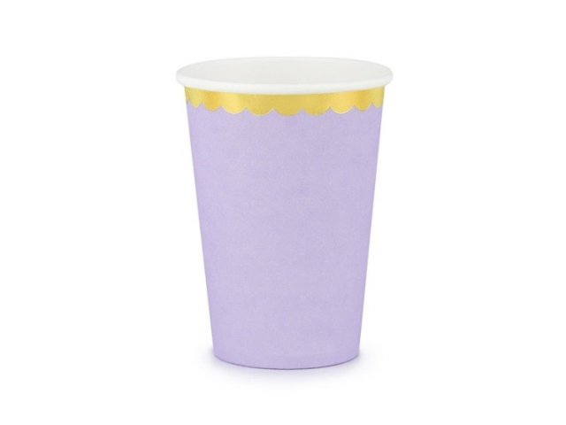 Papírové kelímky, fialové, 220ml, set 6ks (zn. PartyDeco)