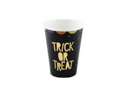 Papírový kelímek černý TRICK OR TREAT, 220 ml, set 6ks (zn. PartyDeco)