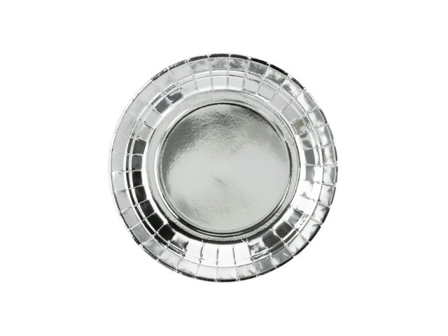 Papírové talířky, stříbrná barva, 18cm, set 6ks (zn. PartyDeco)