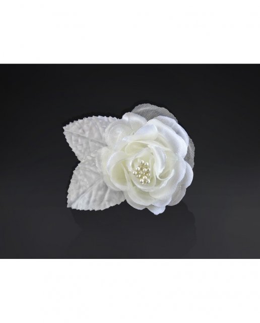 Saténová růže smetanové - s perličkami, 5.5cm, set 10ks (zn. PartyDeco)