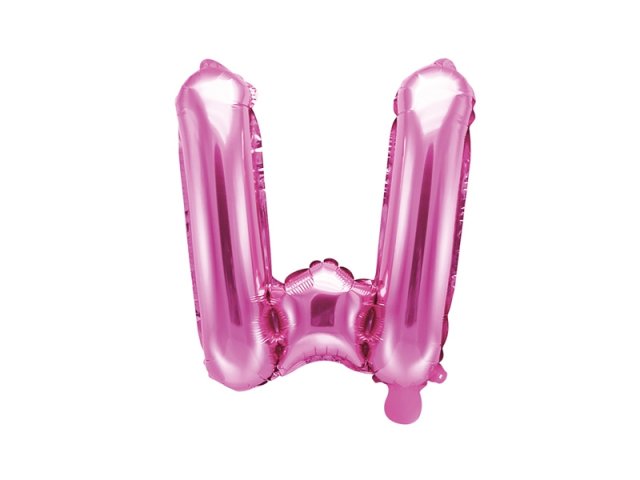 Fóliový balónek písmeno W, 35cm, růžová barva - pouze na vzduch (zn. PartyDeco)
